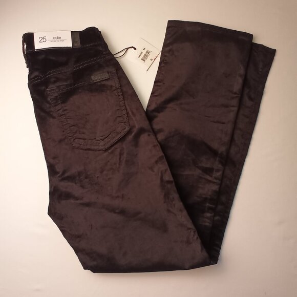 NWT 7 For All Mankind Velvet Jeans Size 25/2 High Waist Crop Straight Black - Picture 1 of 11